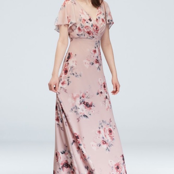 David’s Bridal DB Studio Flutter Sleeve Dress - Picture 1 of 9